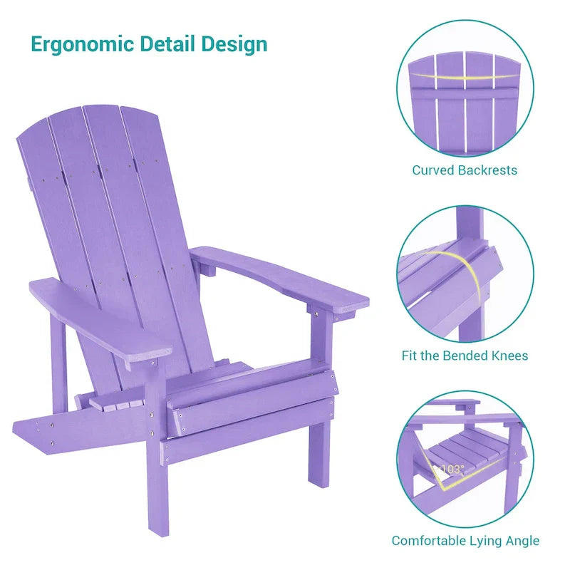 Bonosuki Wetterfeste Outdoor-Adirondack-Stühle aus Holz – 4er-Set