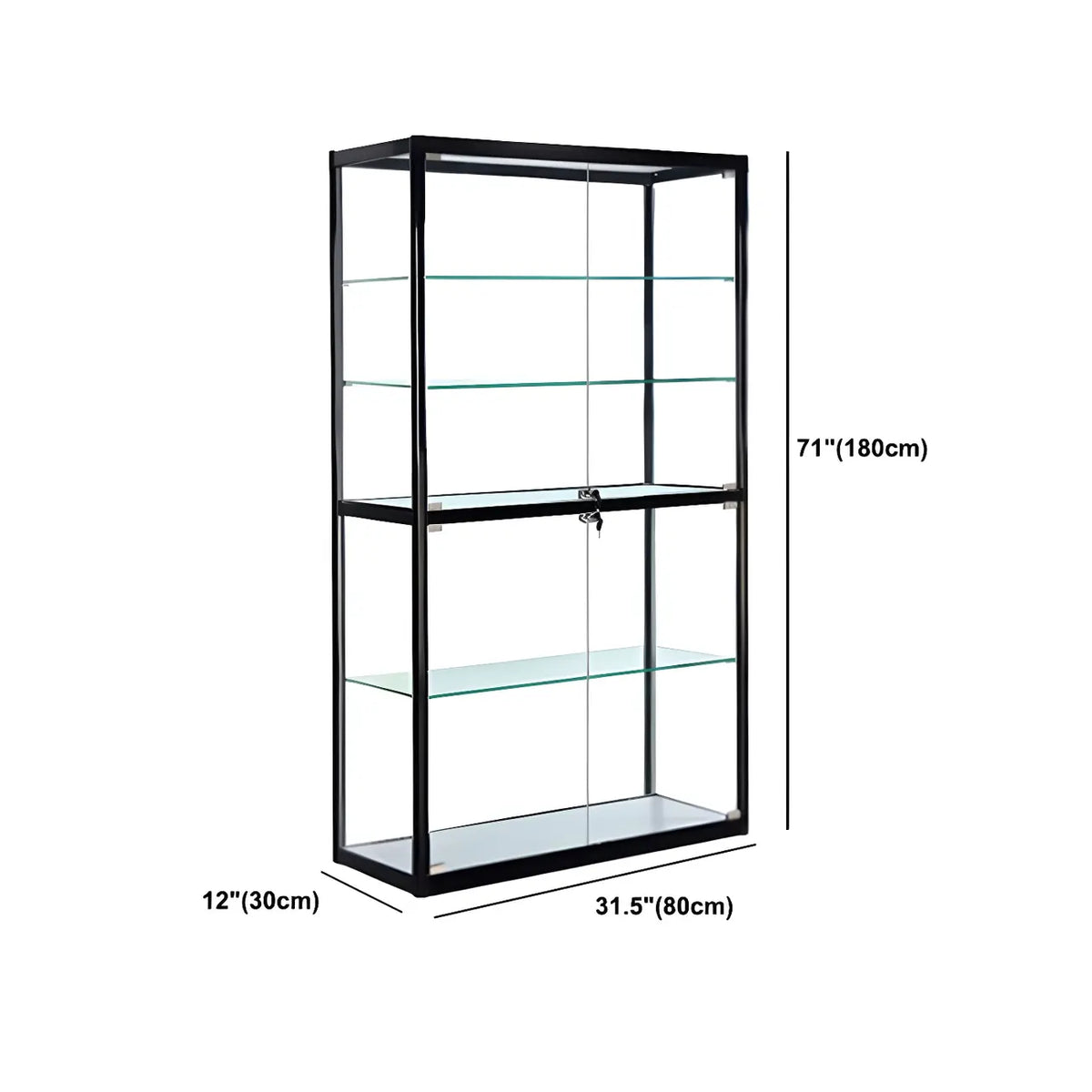Zeitgenössische rechteckige Vitrine aus schwarzem Glas
