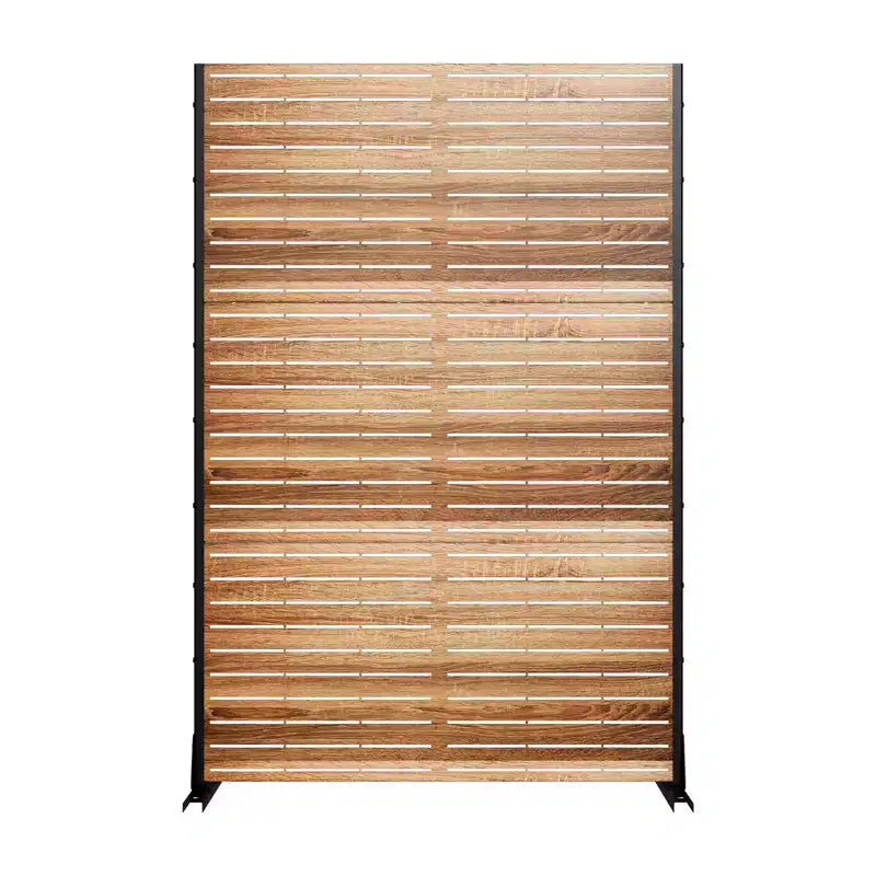 MAYEERTY 72 Zoll Raumteiler mit verzinktem Rahmen Holzmaserung Sichtschutz Gartenbegrenzung Terrasse Beige