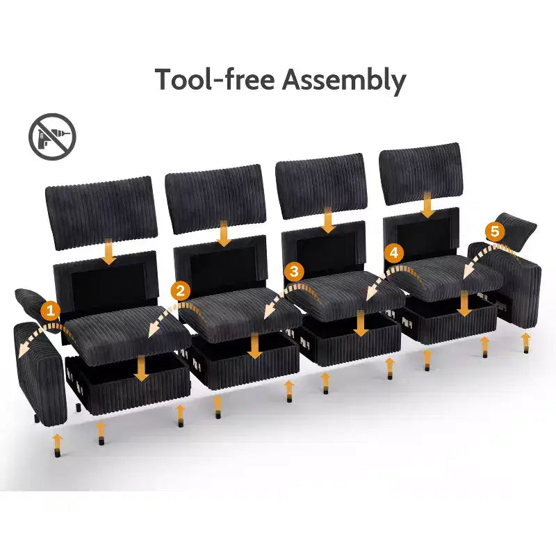 Dyonery Modulares Cord-Ecksofa mit waschbaren Bezügen