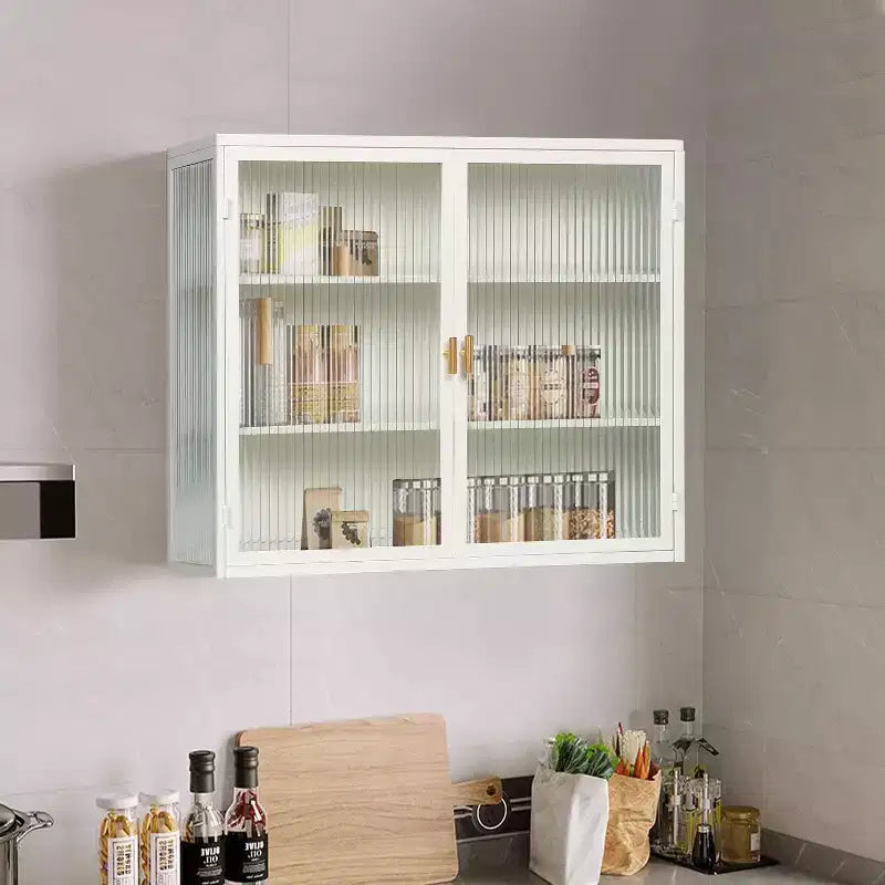 Okak Moderner 2-türiger Wandschrank mit 3-stufigem Stauraum und Glastüren für Flur/Esszimmer/Wohnzimmer/Küche