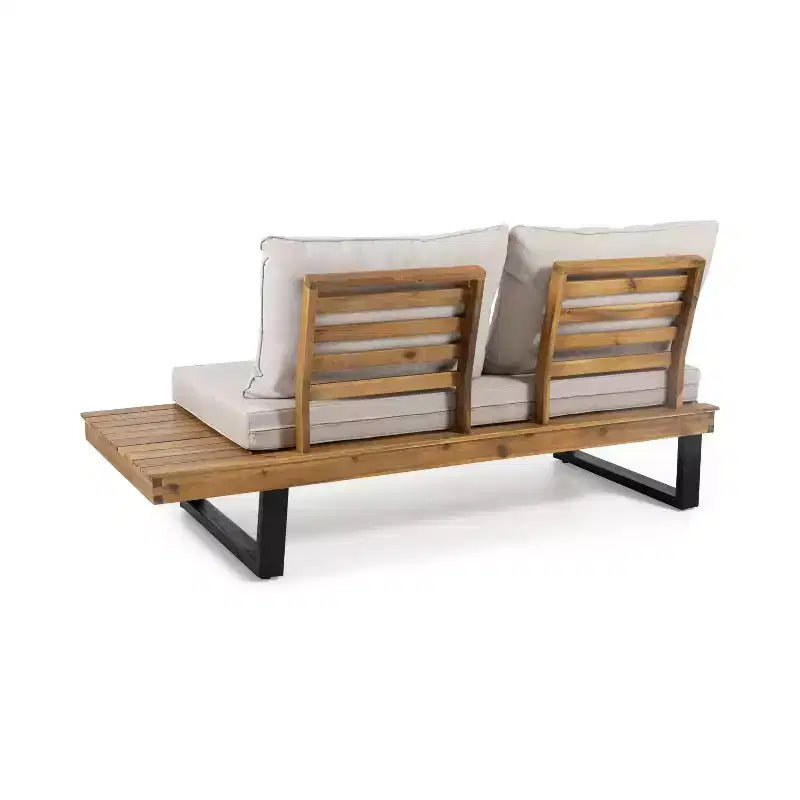 L-förmiges Outdoor-Sofa-Set, Terrassen-Freizeit-Lounge-Set, Garten-Gesprächs-Sitzgruppe mit Couchtisch und wasserabweisendem Kissen – ModernLuxe