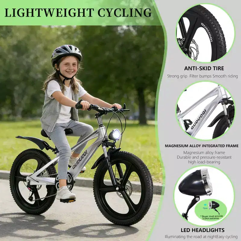 NAYSAYE 20 Zoll Kinder-Mountainbike mit 7-Gang-Antrieb und Magnesiumlegierungsrahmen für Jungen und Mädchen im Alter von 8-12 Jahren, 57.09*21.65*29.92