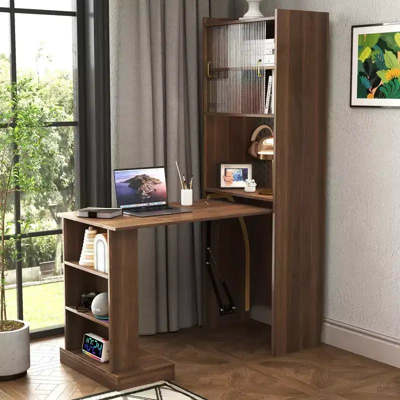 GDFStudio Sinclair Modern 36 Klappbarer Schreibtisch aus Holz mit Ablage