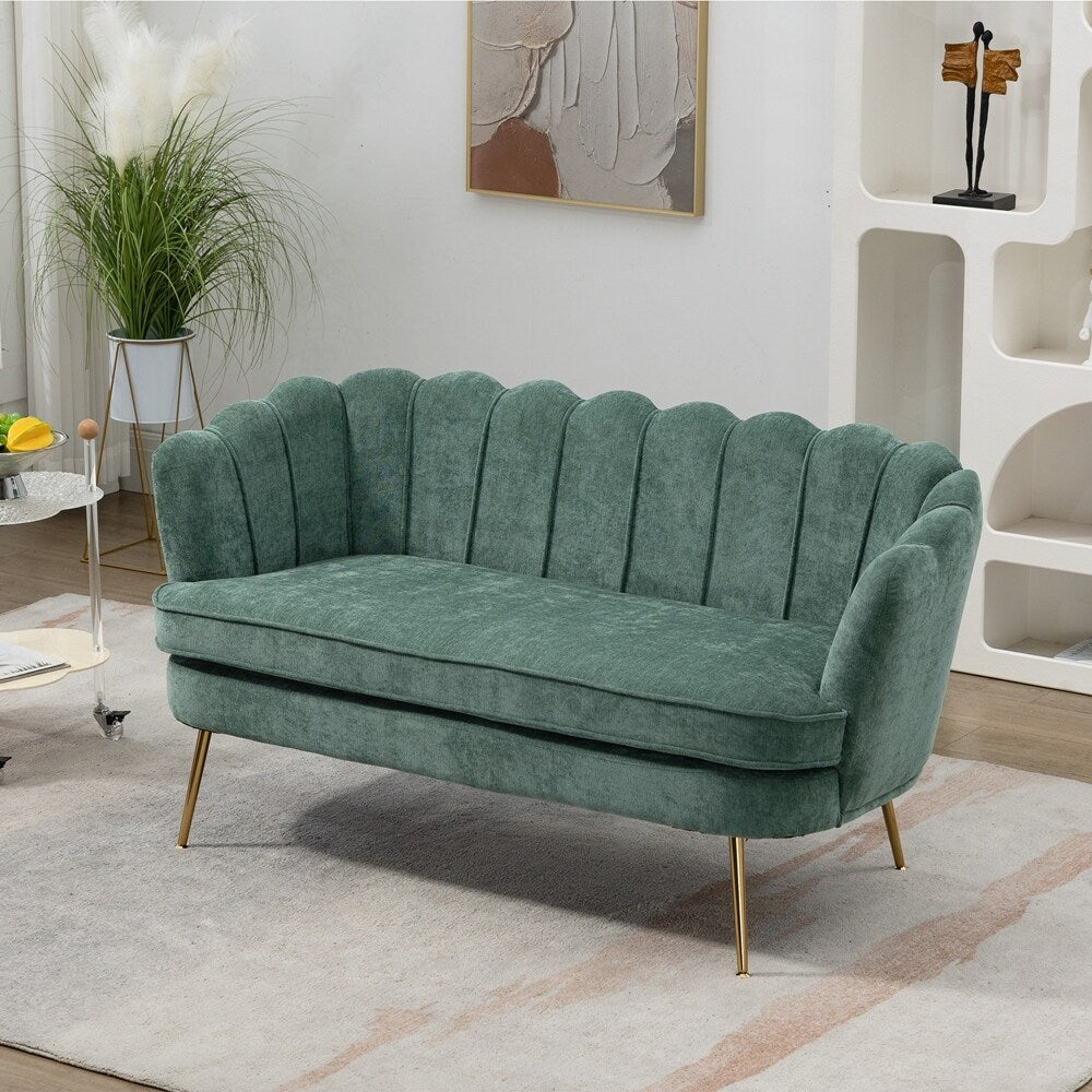 Kleines Mini-Zimmer-Sofa Zweisitzer mit Goldmetallfüßen - 2 Sitzer