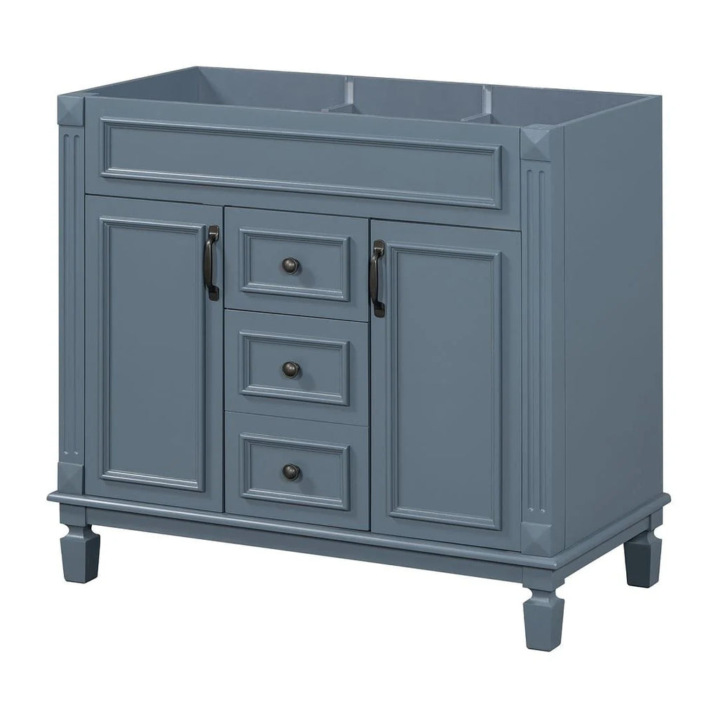 Moderner 36'' Badschrank mit Aufsatzwaschbecken und Spiegelschrank, 2 Türen und 2 Schubladen