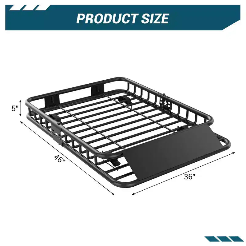 Universaler Dachkorb, Dachträger mit Verlängerung, Schwarz, für SUV, 113 kg Tragkraft