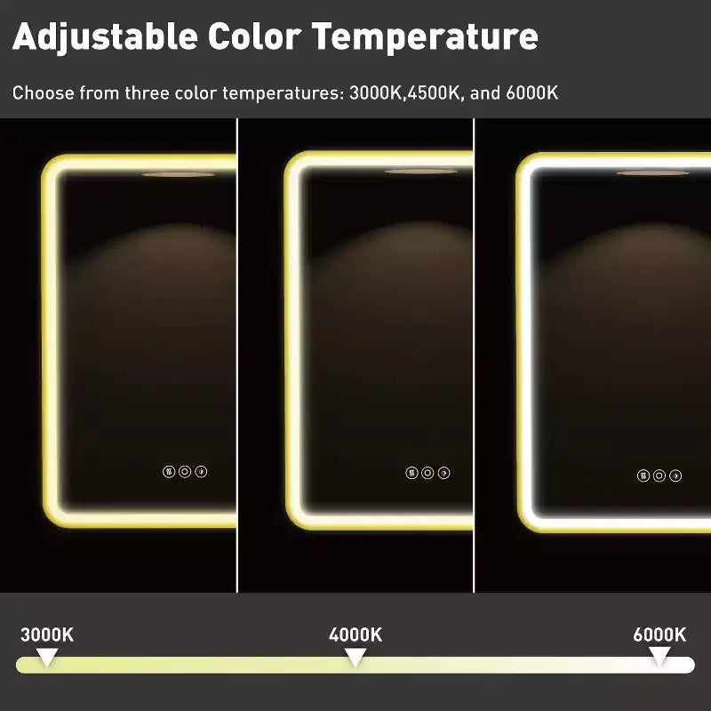 Schwarzer / Weißer / Goldener LED-Spiegelschrank, einzelne Tür, links- oder rechts angeschlagen, Einbau- oder Wandmontage