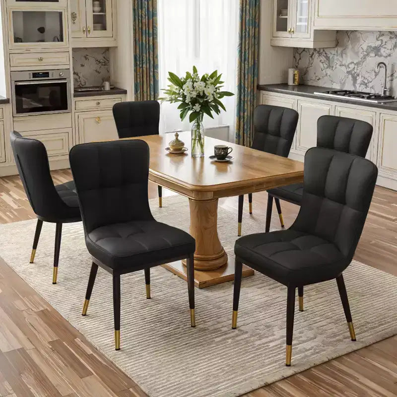 Bekrvio Esszimmerstühle 6er-Set, moderne gepolsterte Kunstledersitze mit hoher Rückenlehne, Metallbeine, armlose Küchenstühle für Wohn- und Esszimmer