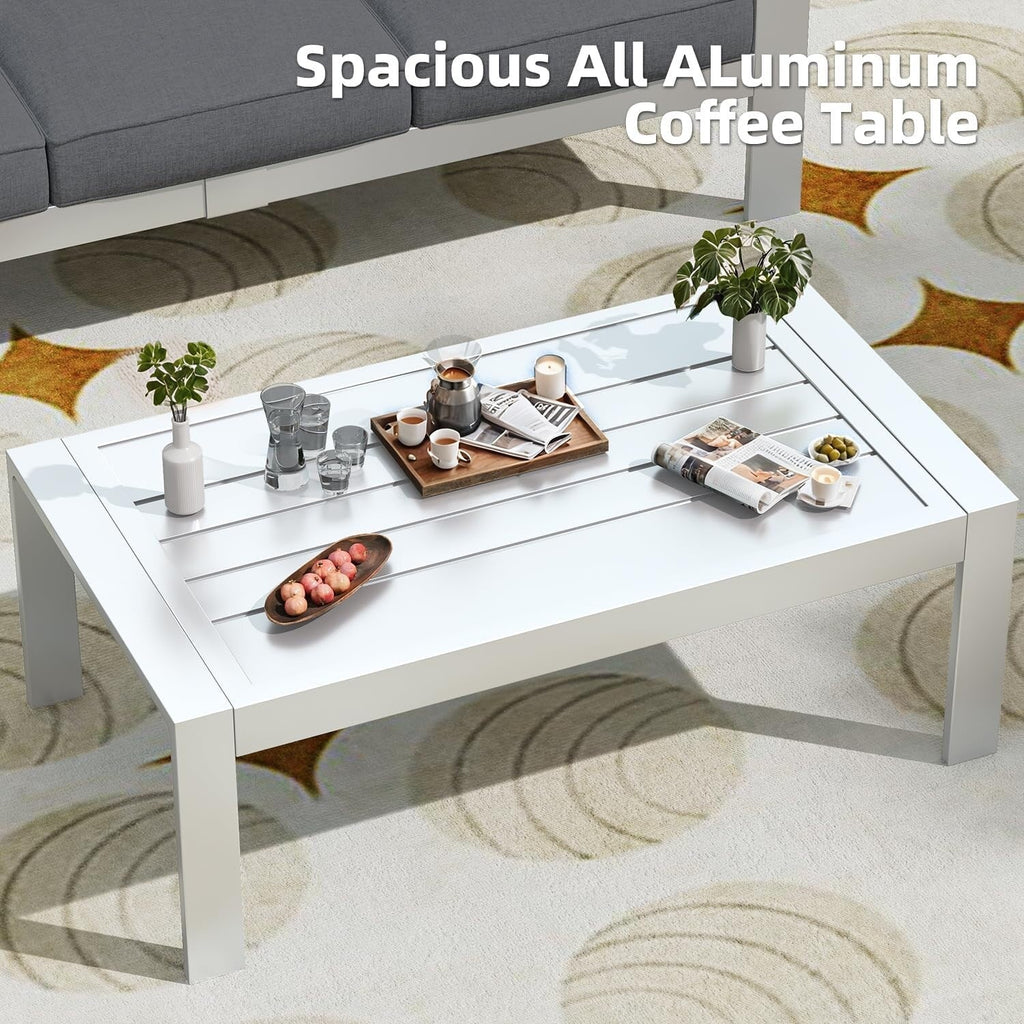 AECOJOY 7-teiliges Aluminium-Terrassenmöbel-Set Outdoor-Gesprächsgarnitur