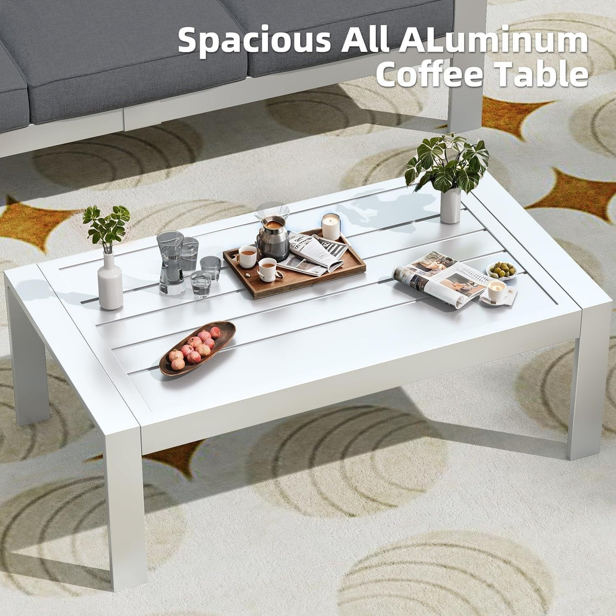 AECOJOY 7-teiliges Aluminium-Terrassenmöbel-Set Outdoor-Gesprächsgarnitur