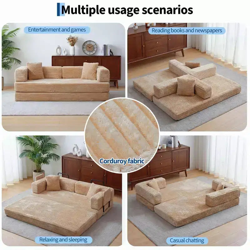 80.7 5-in-1 Schlafsofa – Kord, 544 kg, kein Aufbau