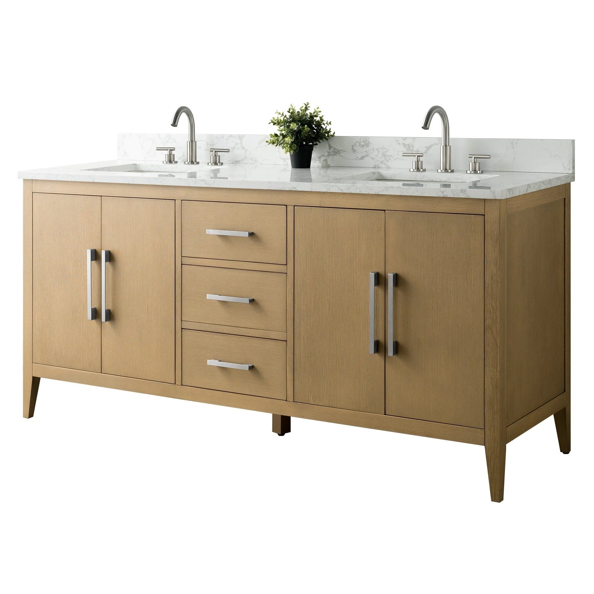 Vanity Art 72 Zoll Badezimmer-Waschtischunterschrank mit Doppelwaschbecken und Kunstmarmorplatte
