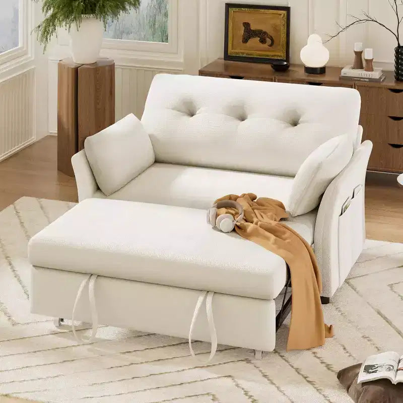 Dyonery 3-in-1 Schlafsofa, ausziehbares Schlafsofa mit Seitentasche und verstellbarer Rückenlehne, werkzeuglose Montage, faltbares Liebessofa