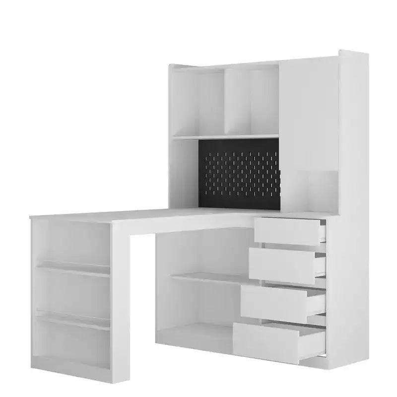 46 Zoll L-förmiger Eckschreibtisch mit Bücherregal und Schubladen