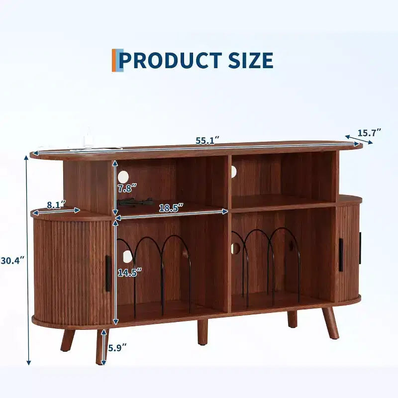 COZONY Flaschenschrank mit 6 Flaschen, Gläserhalter und offenen Fächern für Küche, Esszimmer und Wohnbereich