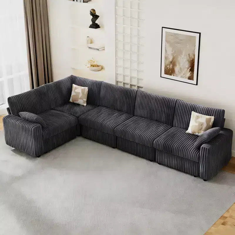 Dyonery Modulares Cord-Ecksofa mit waschbaren Bezügen