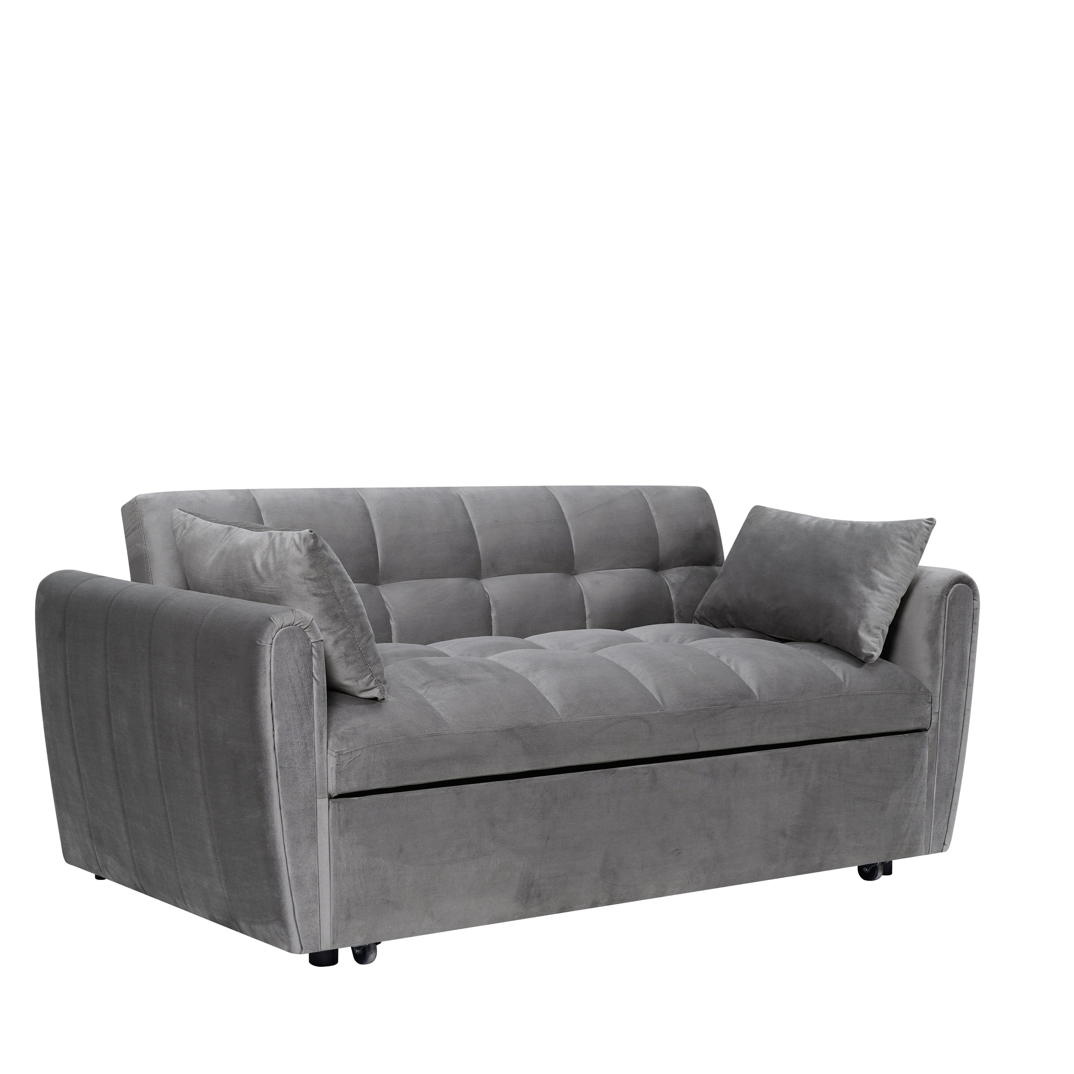 64.96 Samt 3-in-1-Schlafsofa mit verstellbarer Rückenlehne, Aufbewahrungstasche und 227 kg Tragkraft