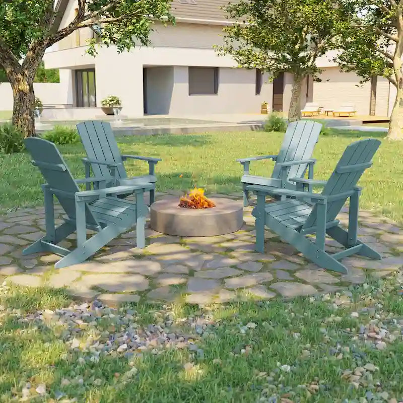 Bonosuki Wetterfeste Outdoor-Adirondack-Stühle aus Holz – 4er-Set