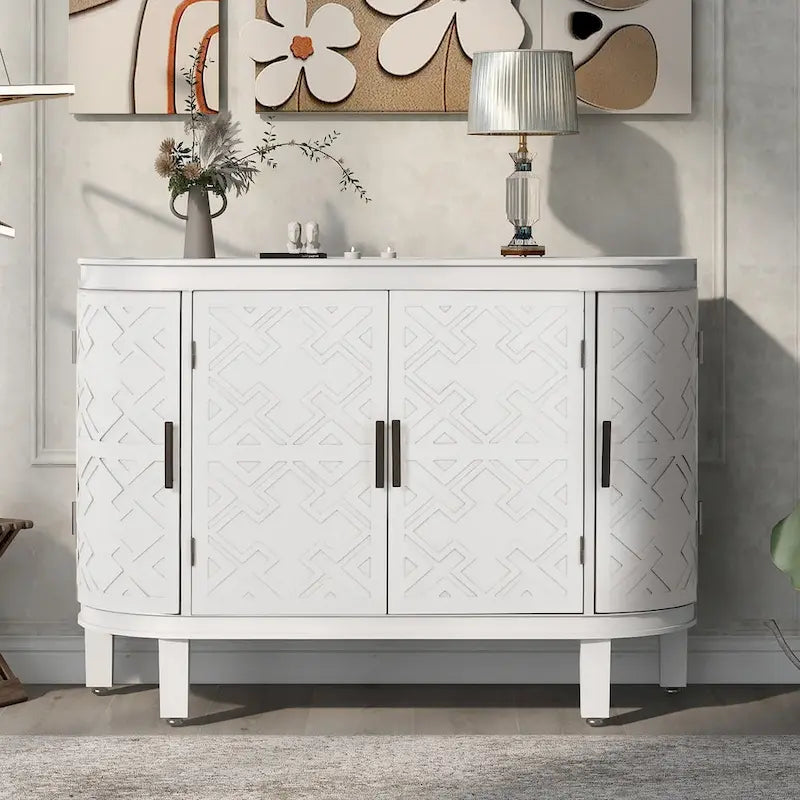 Akzent-Aufbewahrungsschrank Sideboard Holzschrank mit Türen im Antik-Muster für Flur, Eingangsbereich, Wohnzimmer, Schlafzimmer