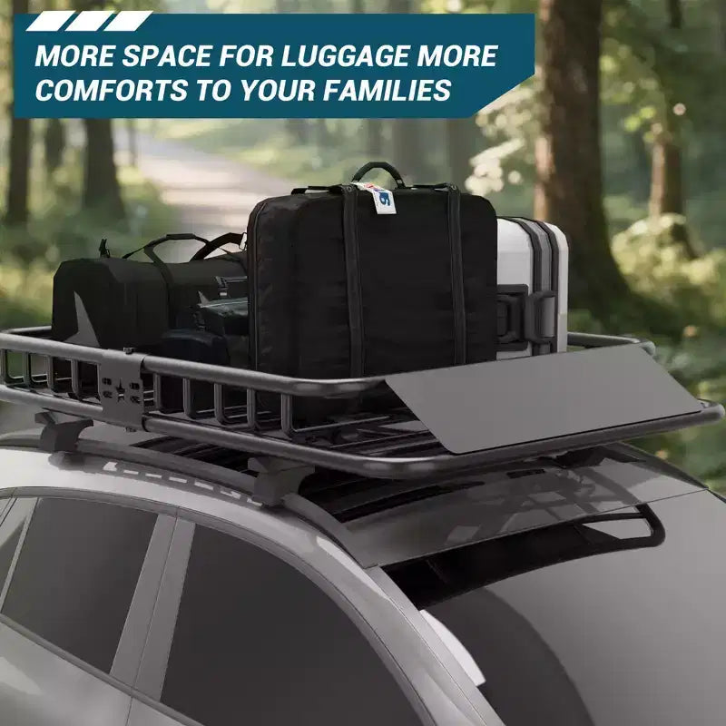 Universaler Dachkorb, Dachträger mit Verlängerung, Schwarz, für SUV, 113 kg Tragkraft