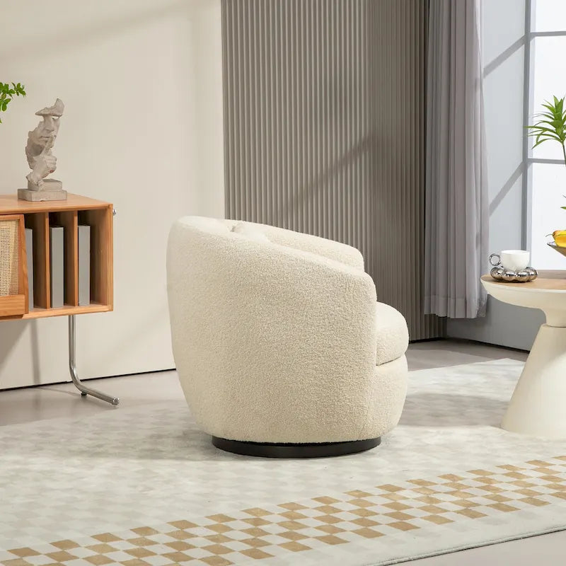 Gepolsterter drehbarer Fauteuil mit Stauraum, moderner Wohnzimmer-Sessel für Schlafzimmer/Büro/Lesebereiche