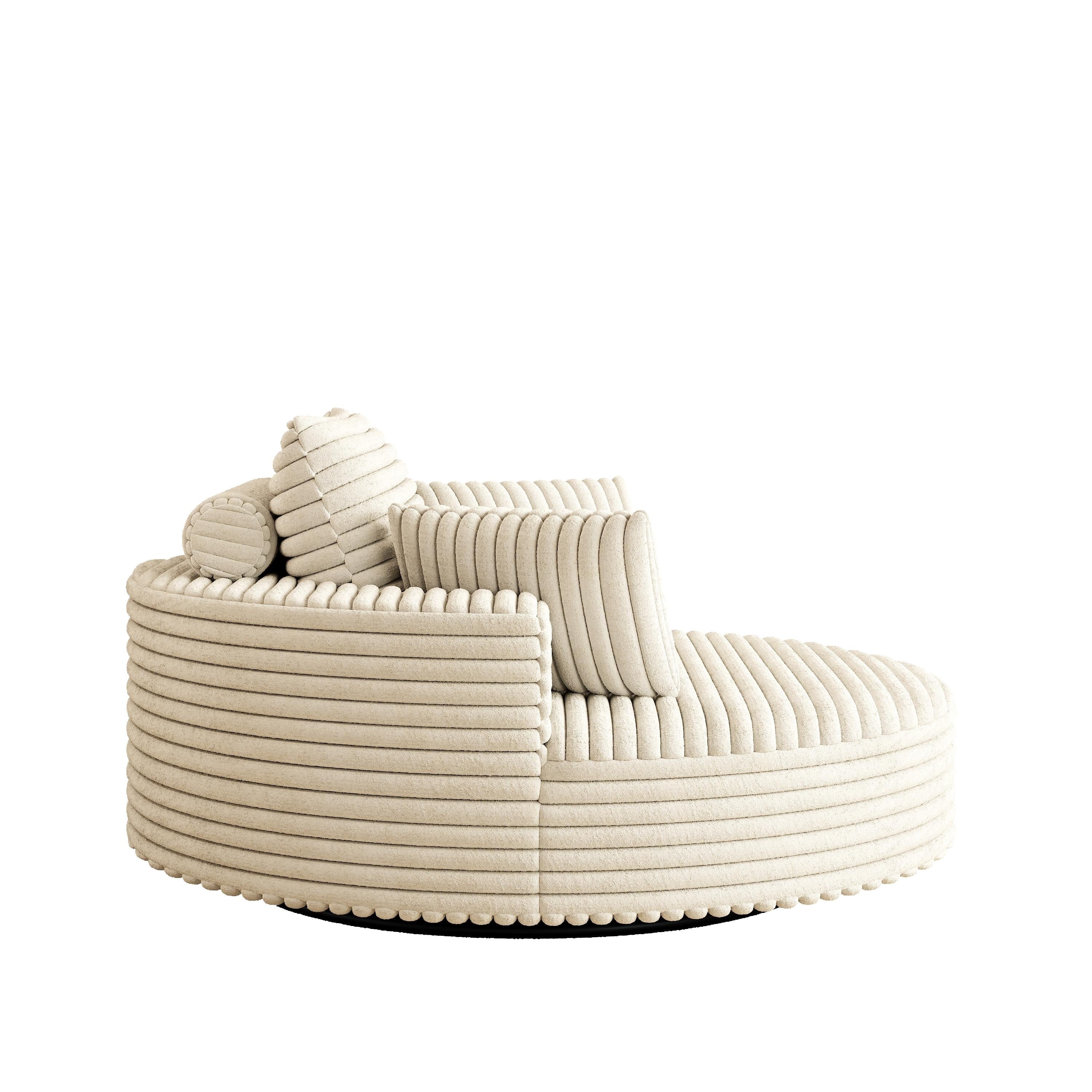 Einzelsessel aus Kord-Chenille-Schaumstoff, drehbar