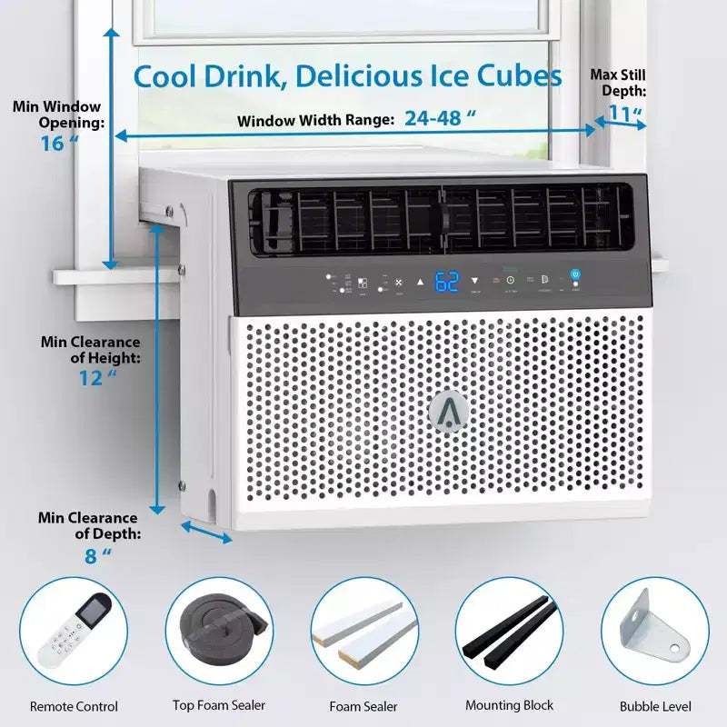 Acekool 6.000 BTU Smart Fenster-Klimaanlage, WLAN-Raumklimaanlage mit Fernbedienung, leise Kühlung für Räume bis 23 m²
