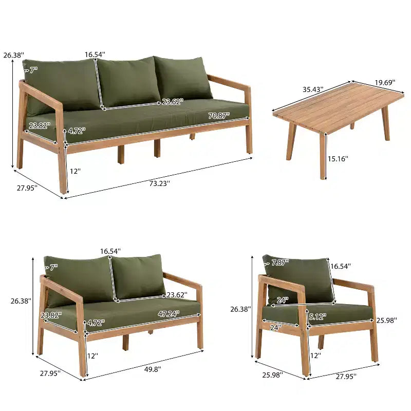 Christopher Knight Home Sunny Modernes 5-teiliges Akazien-Sitzgruppe mit rechteckigem Lattenrosttisch und 7 Sitzen