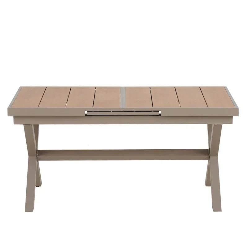 7-teiliges ausziehbares Outdoor-Essgruppe mit Ausziehtisch und 6 Armlehnstühlen