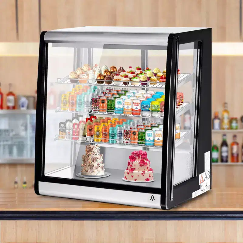 Gewerblicher Display-Kühlschrank 195 L, gekühlte Thekenvitrine mit LED-Beleuchtung für Bäckerei, Café, 110 V/190 W