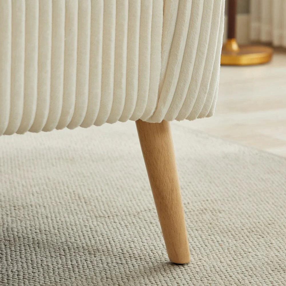 Zweisitzer-Sofa, bezogen mit Cordstoff, mit Walnussholzbeinen