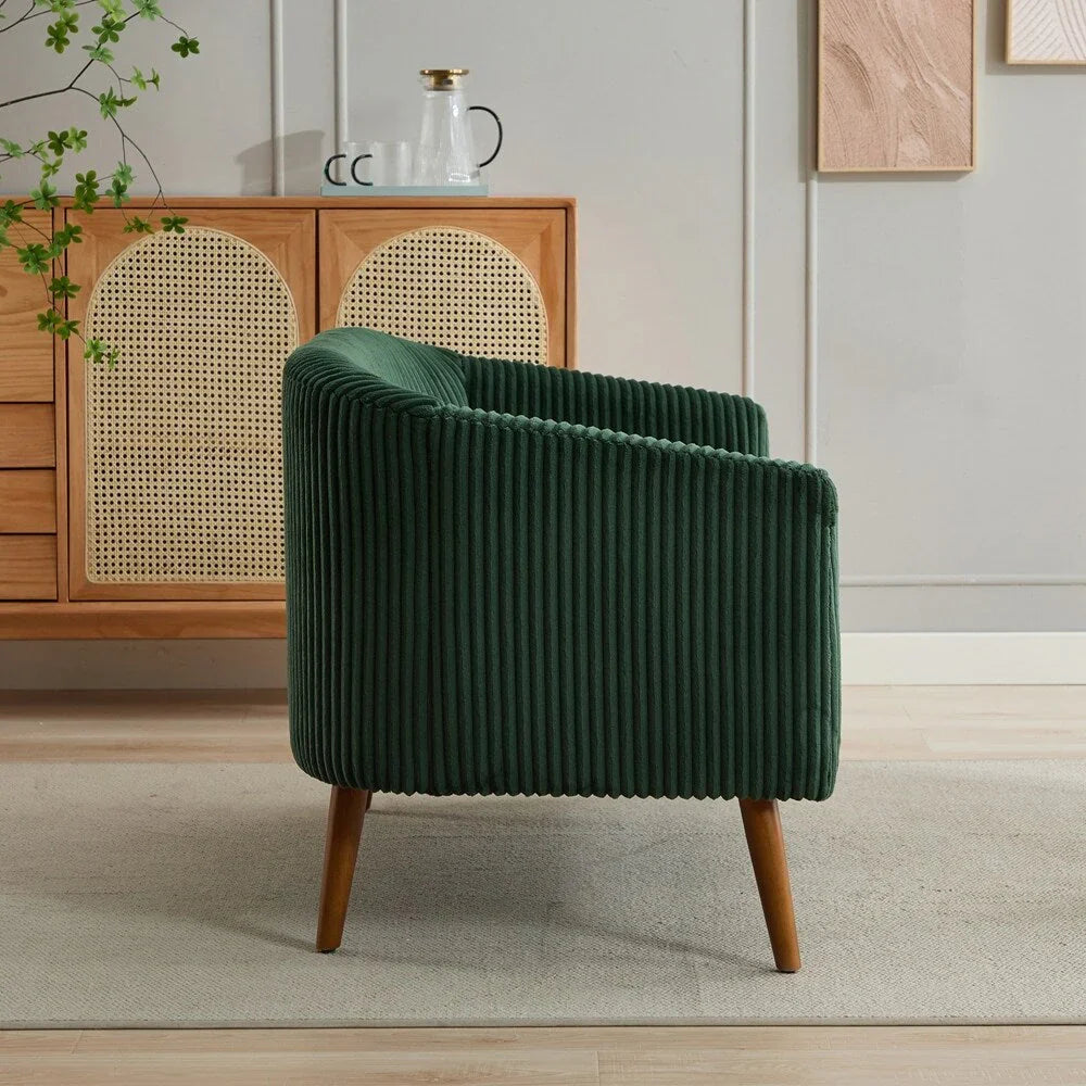 Zweisitzer-Sofa, bezogen mit Cordstoff, mit Walnussholzbeinen