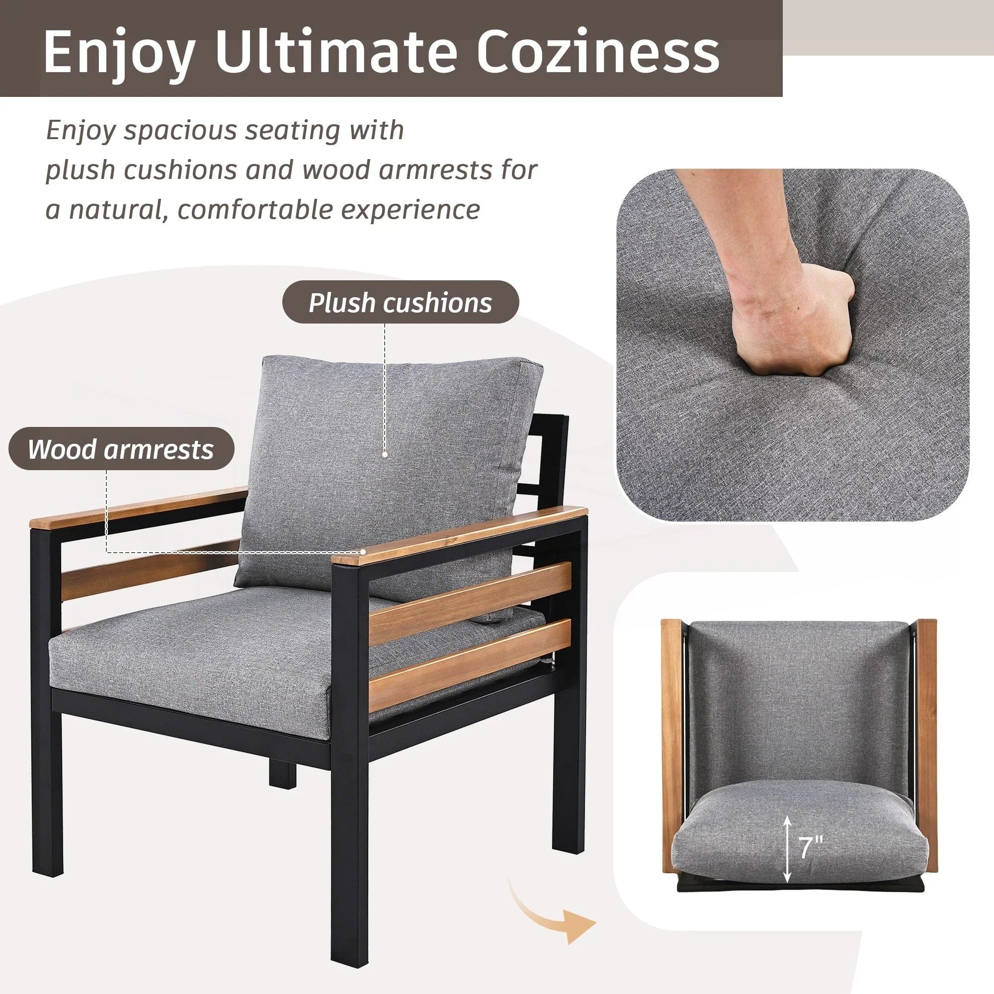 4-teiliges Outdoor-Gartenmöbel-Set mit Sofa