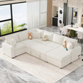 Chenille Ecksofa mit Ausziehfunktion, L-förmiges Schlafsofa mit Stauraum-Ottomane, 3 Kissen und Ladevorrichtungen