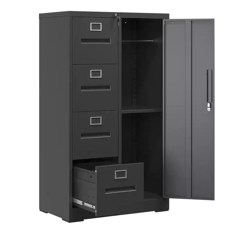 Metall-Aktenschrank Vertikal mit Schloss, Stahl-Aktenschrank mit 4 Schubladen