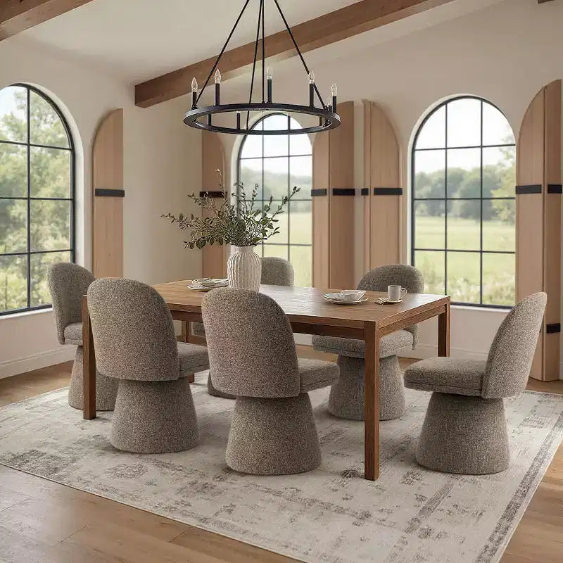 6er-Set moderne, armlose 360-Grad-Drehstühle mit Sockelgestell, elegante Akzentstühle für Küche, Esszimmer oder Büro – Panipeachy