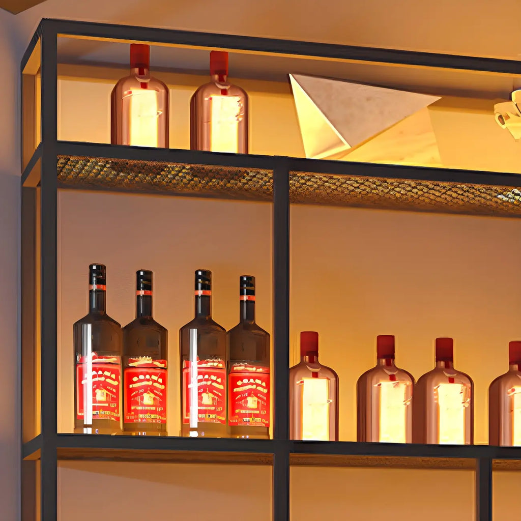 Rechteckiges Wand-Weinregal aus schwarzem Metall