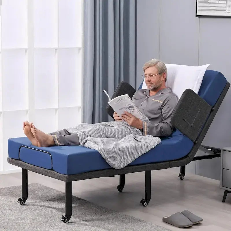 Verstellbares Bett mit kabelloser Fernbedienung, Krankenhausbettgestell mit/ohne Matratze