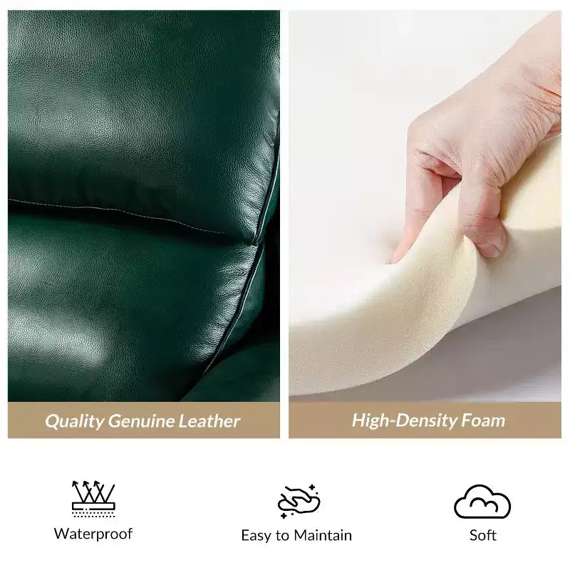 2er-Set Elisabete Modern Wingback Echtleder-Liegesessel mit Vintage-Nagelkopfleiste für Wohn- und Schlafzimmer | ART OF LIVING DESIGNS