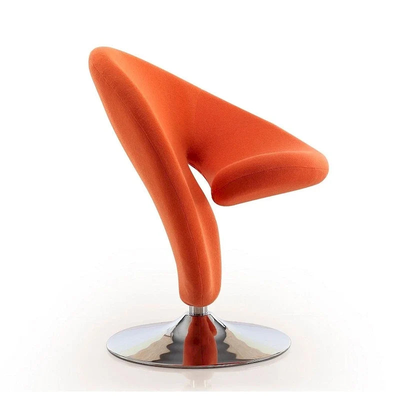Manhattan Comfort Curl Akzentsessel mit Drehfunktion, Wollmischung und Chrom (2er-Set)