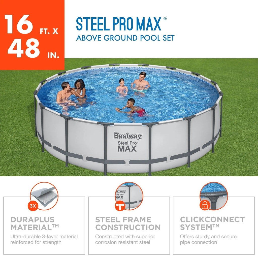 Bestway Steel Pro MAX Rundschwimmbecken Aufstellpool mit Pumpe & Abdeckung