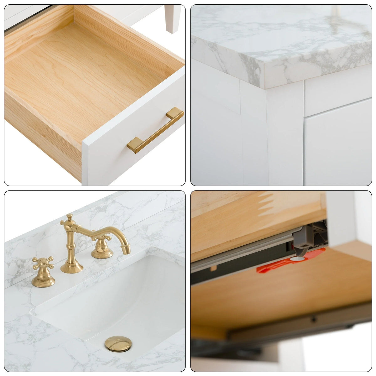 Vanity Art 72 Zoll Badezimmer-Waschtischunterschrank mit Doppelwaschbecken und Kunstmarmorplatte