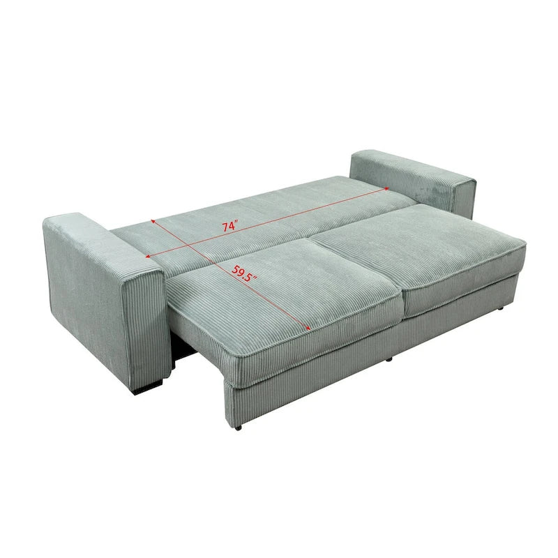 Roomfitters Großes Schlafsofa mit Stauraum, Modernes 3-Sitzer Couchmöbel, Gepolstertes Rückensofa für kleine Räume
