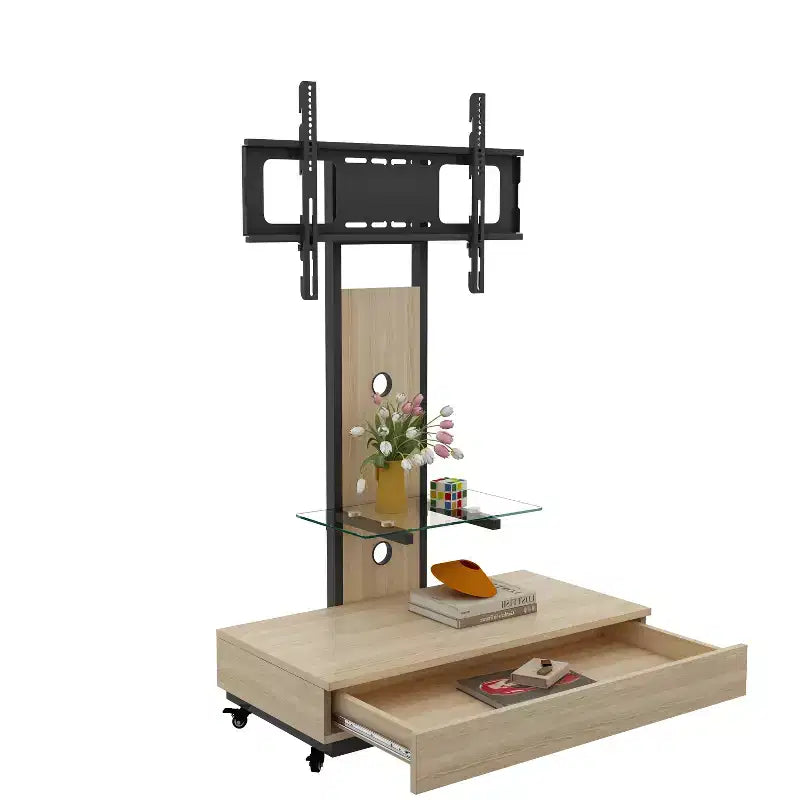 TV-Ständer für 32-75-Zoll-Fernseher, höhenverstellbarer mobiler TV-Wagen mit Schublade und Rollen für Wohnzimmer, Schlafzimmer, Büros -ModernLuxe