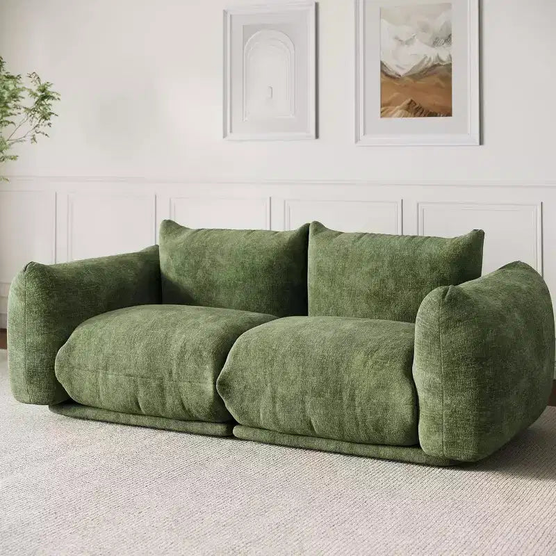Modulares Chenille-Liebessofa, 2-Sitzer-Cloud-Sofa mit hochelastischem Schwamm, knochenloses Sofa für kleine Räume