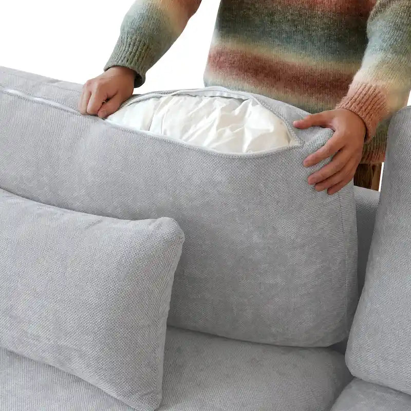 Großes Ecksofa aus Leinen für das Wohnzimmer-Set