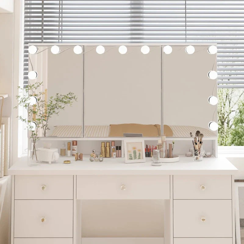Luxuriöser LED-Schminktisch mit 9 Schubladen Elegante Schminkstation