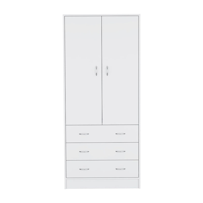 Moderner Doppeltür-Kleiderschrank (19) mit 3 Schubladen und 1 Kleiderstange für das Schlafzimmer