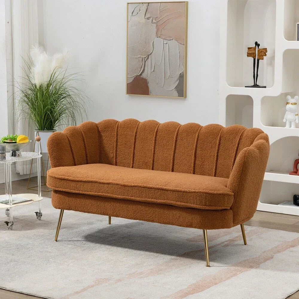Kleines Mini-Zimmer-Sofa Zweisitzer mit Goldmetallfüßen - 2 Sitzer